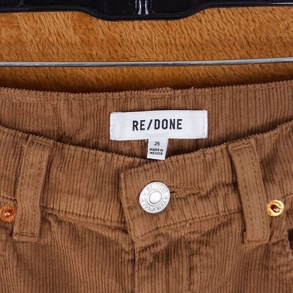 RE/DONE Womens Jeans Size 25 Brown 70s Loose Flared Ginger Corduroy Pockets - Picture 2 of 8